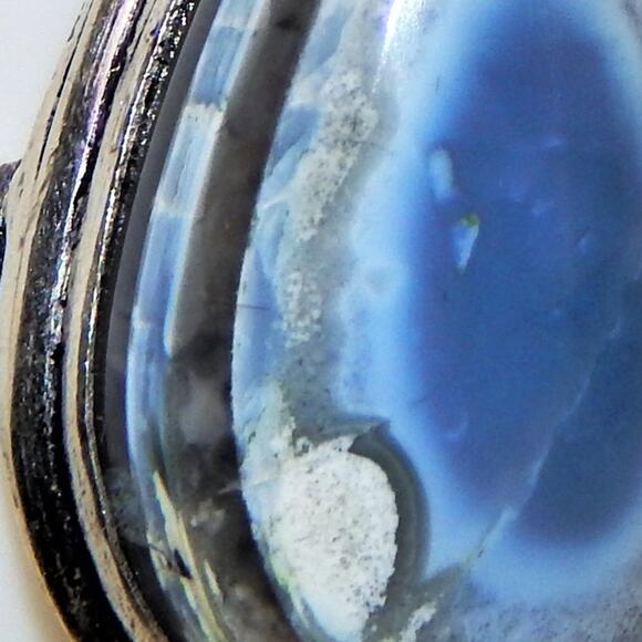 SZ 8 BoHo Owhyee Blue Opal 925 Silver Plated Ring - Picture 10 of 13